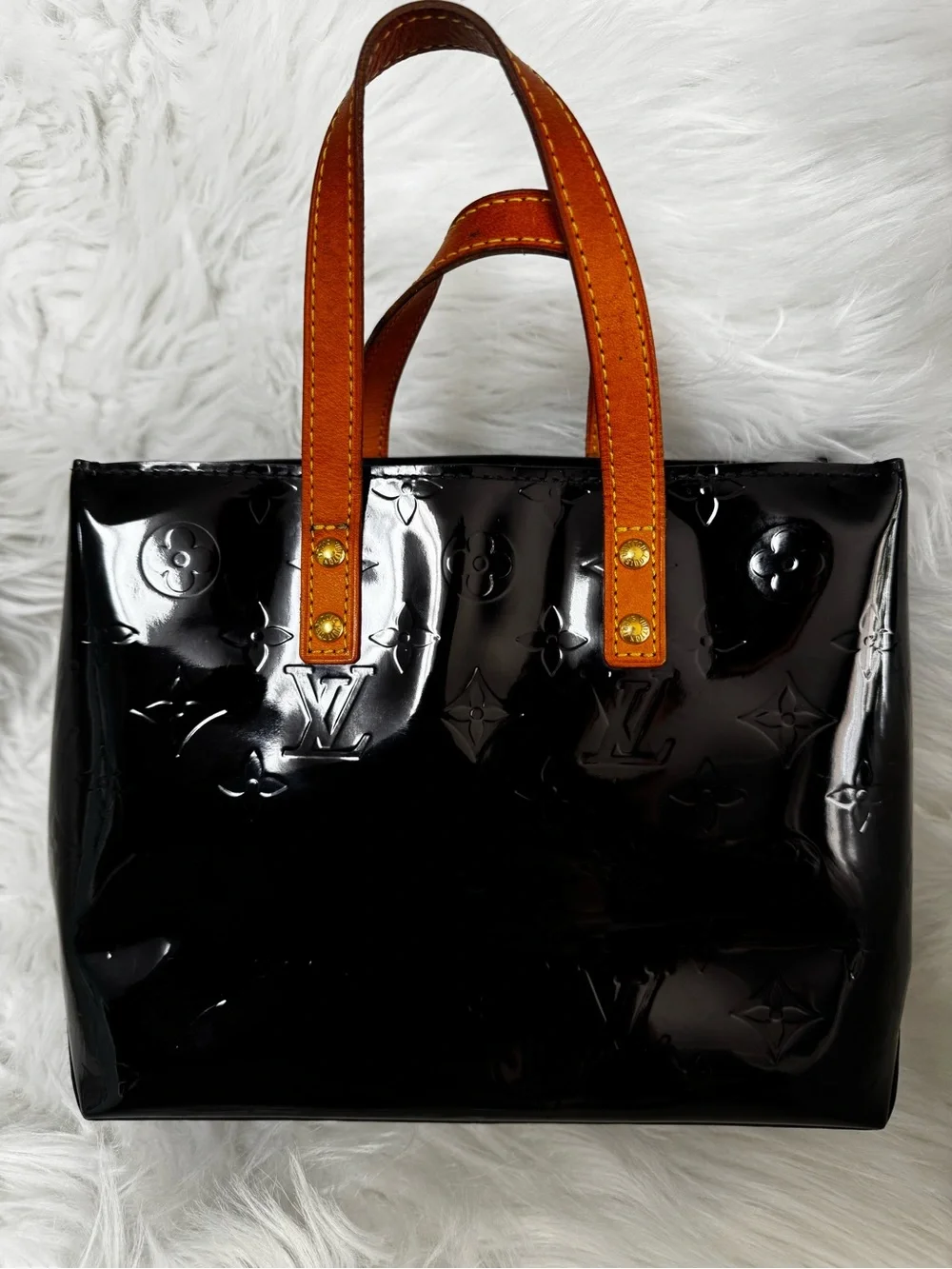 Louis Vuitton LV Hand Bag Black Vernis + Paper Shopping Tote